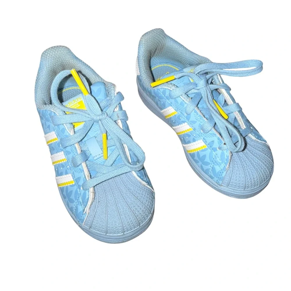Adidas Superstar 8K Blue Volt White Trefoil Shell Toe Grade School Sneakers